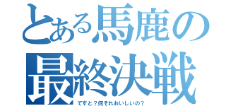 とある馬鹿の最終決戦（てすと？何それおいしいの？）