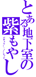 とある地下室の紫もやし（パチュリー・ノーレッジ）