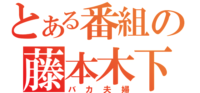 とある番組の藤本木下（バカ夫婦）