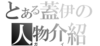 とある蓋伊の人物介紹（ガイ）