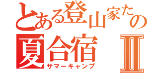 とある登山家たちの夏合宿Ⅱ（サマーキャンプ）