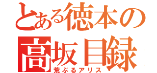 とある徳本の高坂目録（荒ぶるアリス）