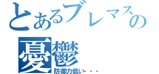 とあるブレマスの憂鬱（防御力低い・・・）