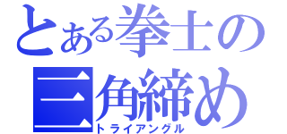 とある拳士の三角締め（トライアングル）