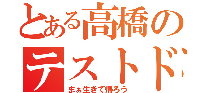 とある高橋のテストドライバー（まぁ生きて帰ろう）