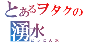 とあるヲタクの湧水（どっこん水）