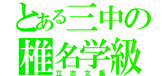 とある三中の椎名学級（立志文集）