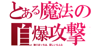 とある魔法の自爆攻撃（独りぼっちは、寂しいもんな）