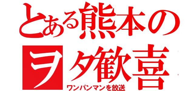 とある熊本のヲタ歓喜（ワンパンマンを放送）