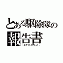 とある駆除隊の報告書（「キチガイでした」）