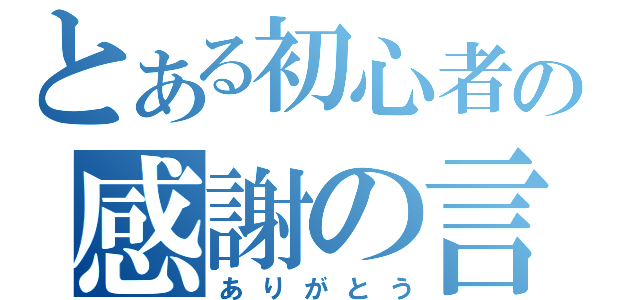 とある初心者の感謝の言葉（ありがとう）