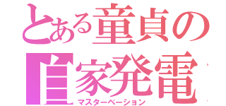 とある童貞の自家発電（マスターベーション）