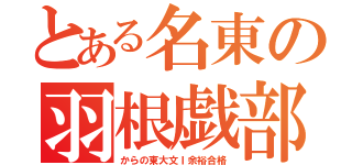 とある名東の羽根戯部（からの東大文Ⅰ余裕合格）