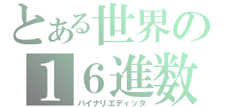 とある世界の１６進数（バイナリエディッタ）