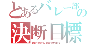 とあるバレー部の決断目標（未来へ向かう、栄光を勝ち取る）