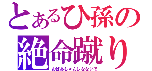 とあるひ孫の絶命蹴り（おばあちゃんしなないで）