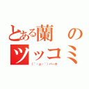 とある蘭のツッコミ日記（（´・д・｀）バーカ）