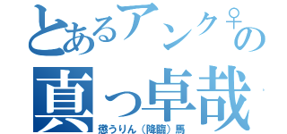 とあるアンク♀の真っ卓哉（懲うりん（降臨）馬）