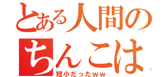 とある人間のちんこは（短小だったｗｗ）