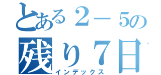 とある２－５の残り７日（インデックス）