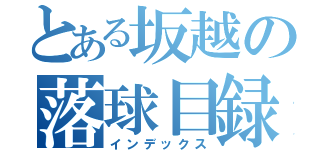 とある坂越の落球目録（インデックス）