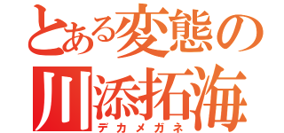 とある変態の川添拓海（デカメガネ）