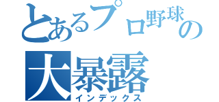 とあるプロ野球選手の大暴露（インデックス）