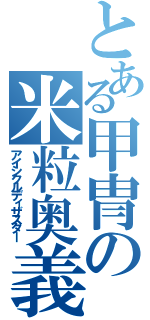 とある甲冑の米粒奥義（アイシクルディザスター）