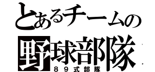 とあるチームの野球部隊（８９式部隊）