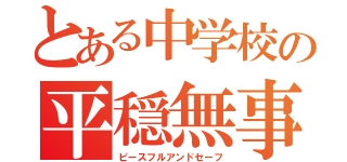 とある中学校の平穏無事（ピースフルアンドセーフ）