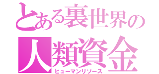 とある裏世界の人類資金（ヒューマンリソース）