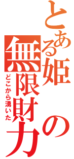 とある姫の無限財力（どこから湧いた）