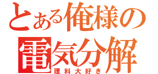 とある俺様の電気分解（理科大好き）