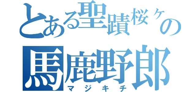 とある聖蹟桜ヶ丘の馬鹿野郎（マジキチ）