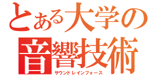 とある大学の音響技術（サウンドレインフォース）