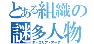 とある組織の謎多人物（ティエリア・アーデ）