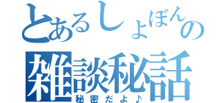 とあるしょぼんの雑談秘話（秘密だよ♪）