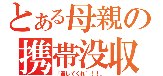 とある母親の携帯没収（「返してくれ~！！」）