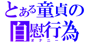 とある童貞の自慰行為（オナニー）