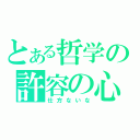 とある哲学の許容の心（仕方ないな）