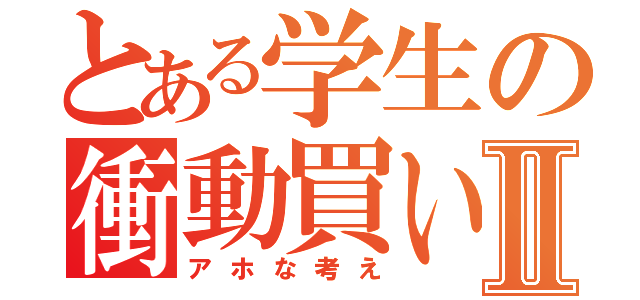 とある学生の衝動買いⅡ（アホな考え）