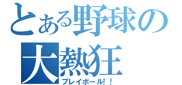 とある野球の大熱狂（プレイボール！！）