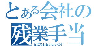 とある会社の残業手当（なにそれおいしいの？）