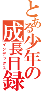とある少年の成長目録（インデックス）