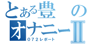 とある豊のオナニー日記Ⅱ（０７２レポート）