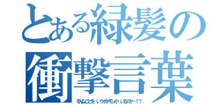 とある緑髪の衝撃言葉（そんなことを いうポケモンが いるのか…！？）