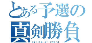 とある予選の真剣勝負（ｂａｔｔｌｅ ｏｆ ｓｗｏｒｄ）