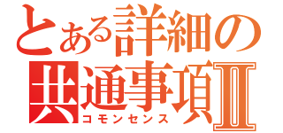 とある詳細の共通事項Ⅱ（コモンセンス）