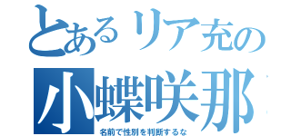 とあるリア充の小蝶咲那（名前で性別を判断するな）