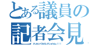 とある議員の記者会見（アンタニハワカランデショウネェ！！！）